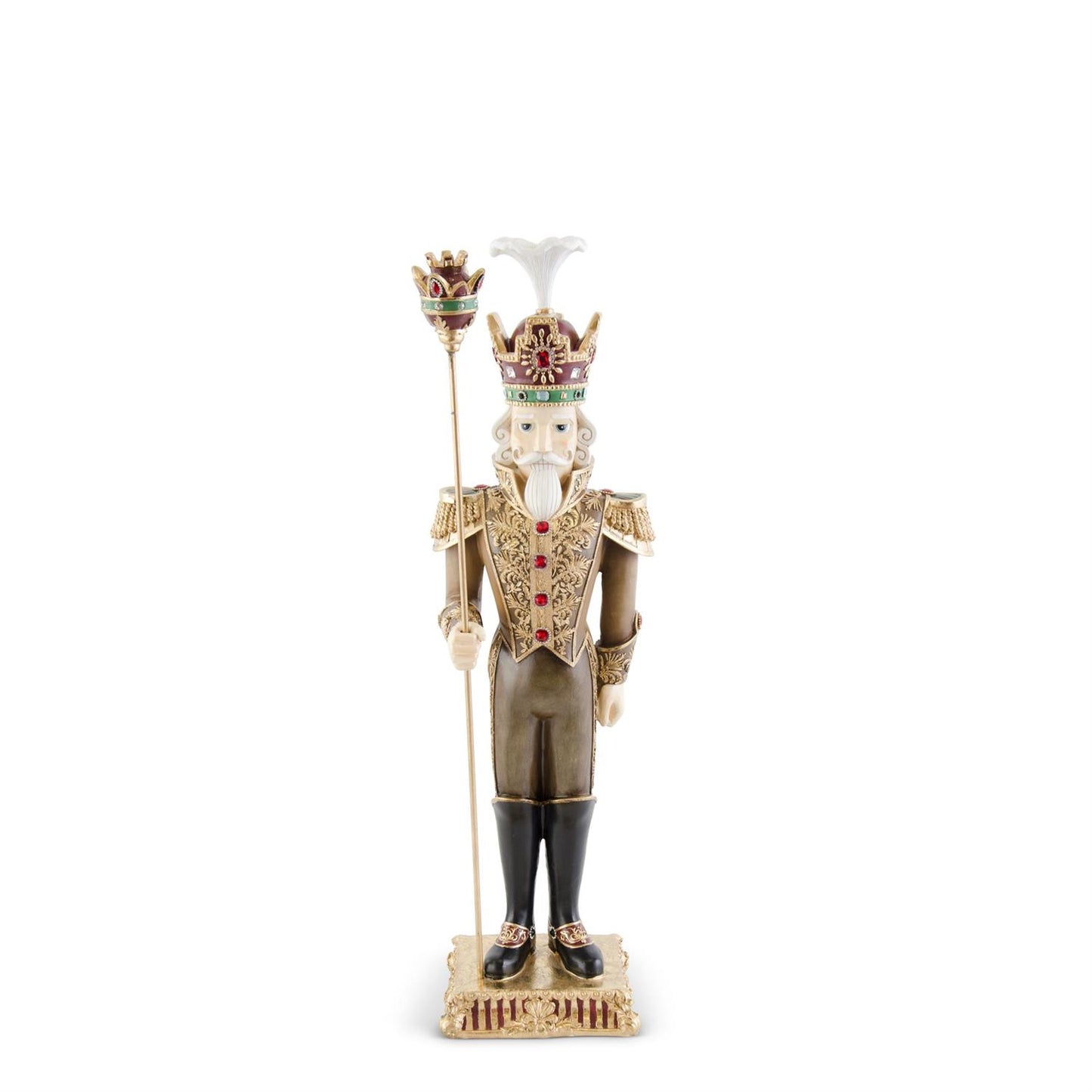 25.25" Gold & Burgundy Jeweled Soldier Figurine – Regal Christmas Nutcracker Décor