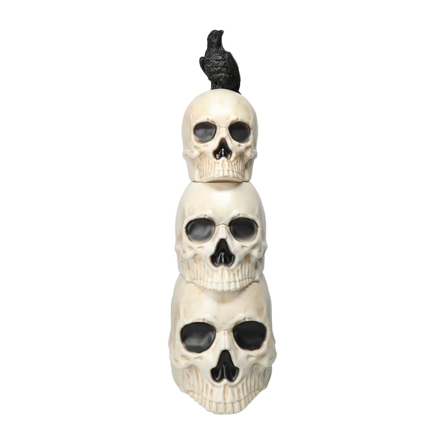 Stacked Skull Tower with Raven – 24″ Halloween Decoration