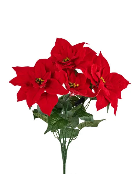 21" Red Poinsettia Stem – Water Resistant