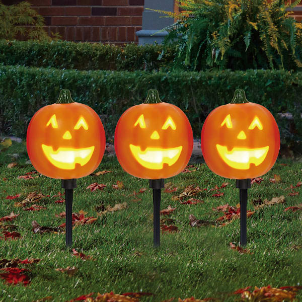 Animated Blinking LED Pumpkin Stakes with Sound – Halloween Décor