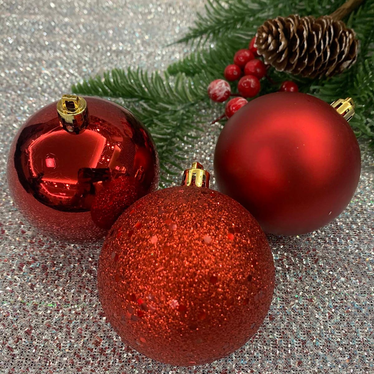 16-Count Mix Shatterproof 2.75" Ornaments – Matte, Gloss & Glitter Holiday Ball Set