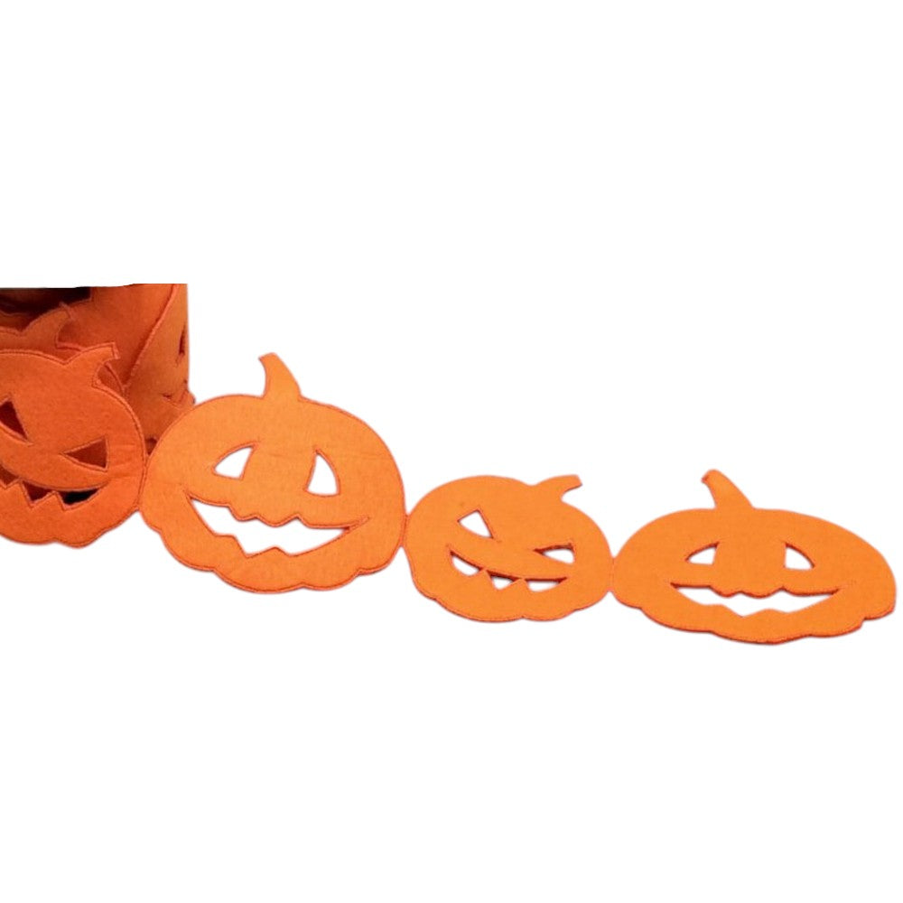 60" Orange Pumpkin Cutout Halloween Ribbon – Jack-O’-Lantern Felt Garland