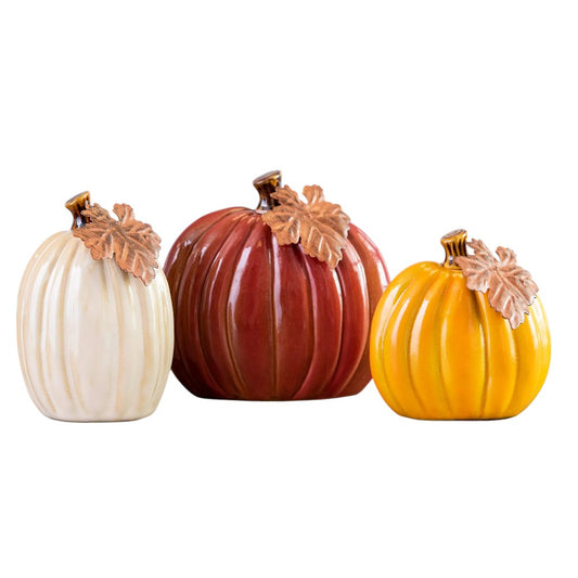 Ceramic Pumpkin Decor Set – Fall Harvest Tabletop