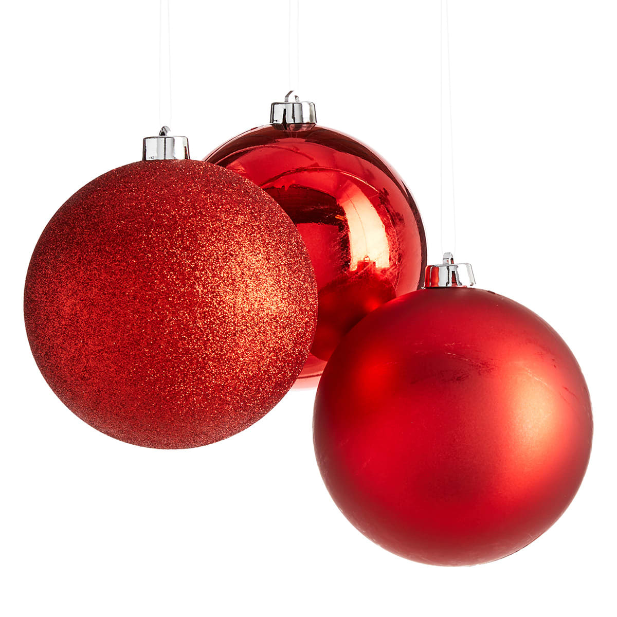 Mix Shatterproof Christmas Ornaments – Large 5.9" Matte, Shiny & Glitter Balls-3-PCS