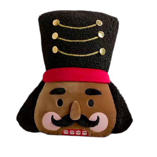 13" - African American Nutcracker Shaped Christmas Pillow