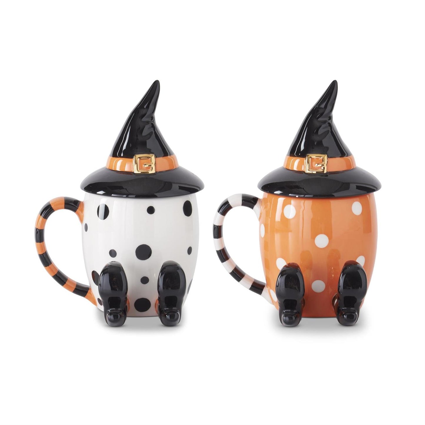 7" Orange Halloween Mug with Witch Hat - 1 Mug