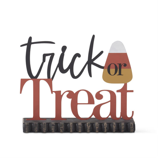 7.75″ Halloween ‘Trick or Treat’ Candy Corn Sign – Tabletop Décor Accent