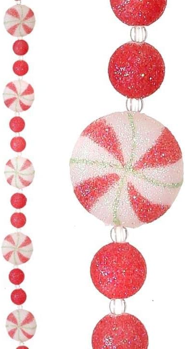 72" Frosted Starburst Peppermint Sugar Candy Christmas Garland