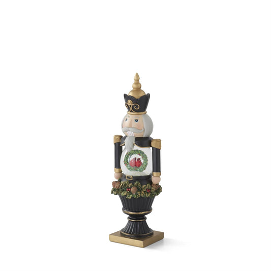 13" Nutcracker Soldier with Snow Globe Belly – Festive Resin Christmas Figurine