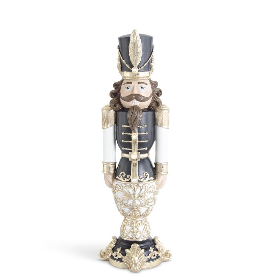 Black, Gold & White LED Nutcracker Soldiers – Elegant Lighted Christmas Figurines