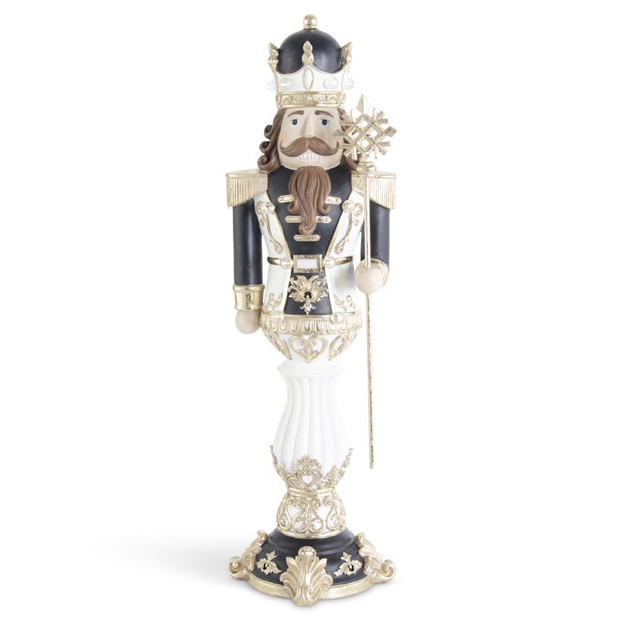 Black, Gold & White LED Nutcracker Soldiers – Elegant Lighted Christmas Figurines