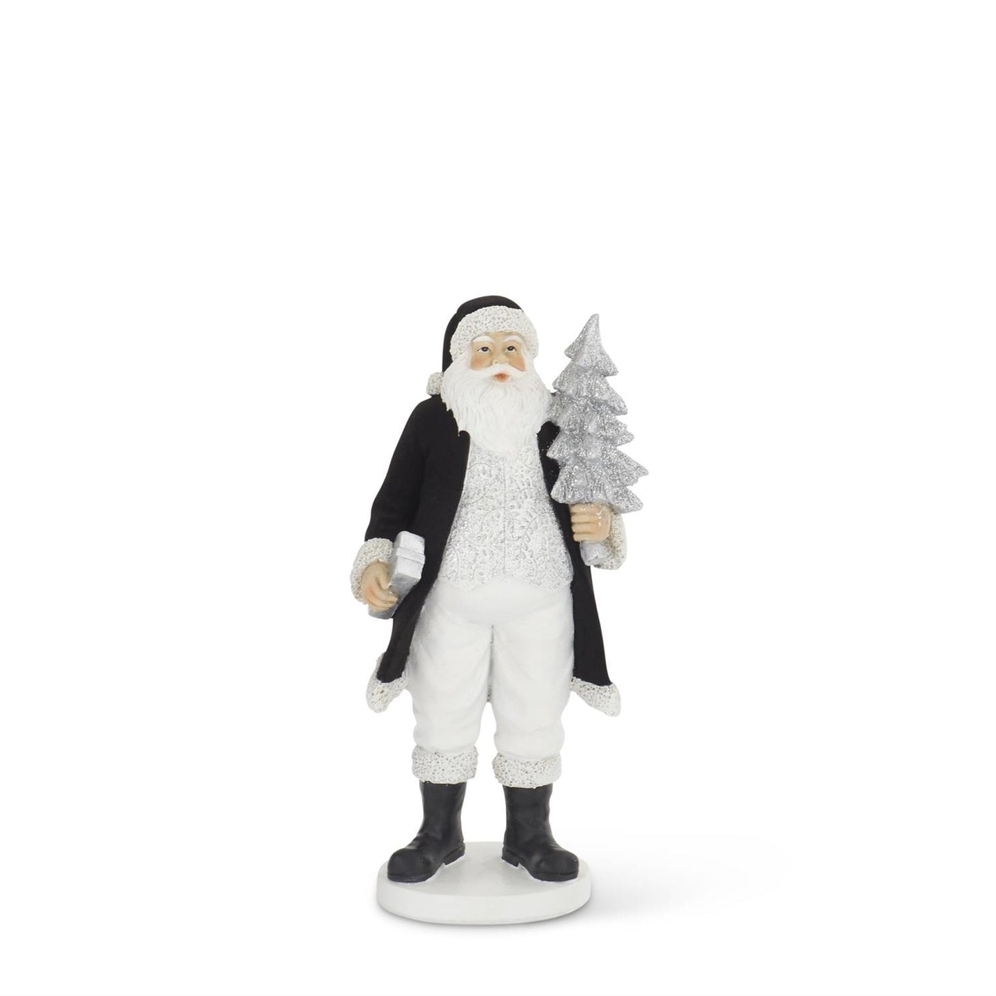 Assorted Black Velvet Resin Santas – Set of 2 Elegant Christmas Figurines