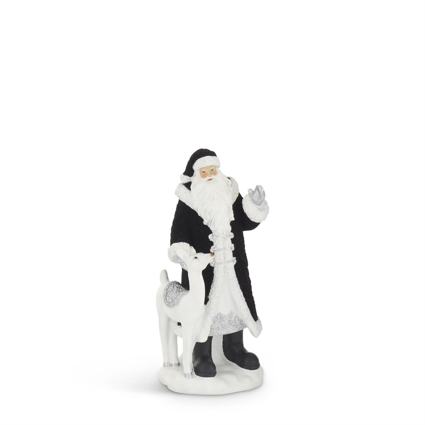 Assorted Black Velvet Resin Santas – Set of 2 Elegant Christmas Figurines