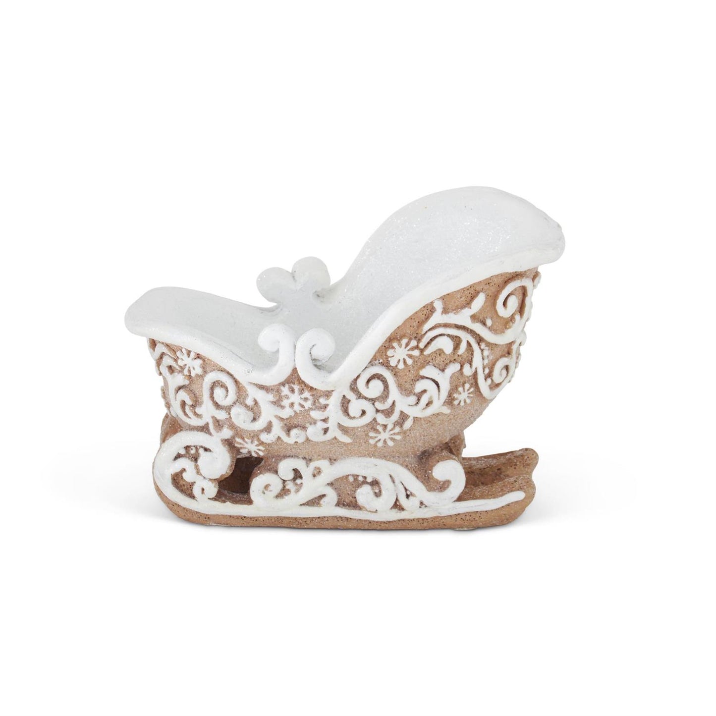 5.5" Frosted Gingerbread Sleigh – Mini Resin Christmas Figurine