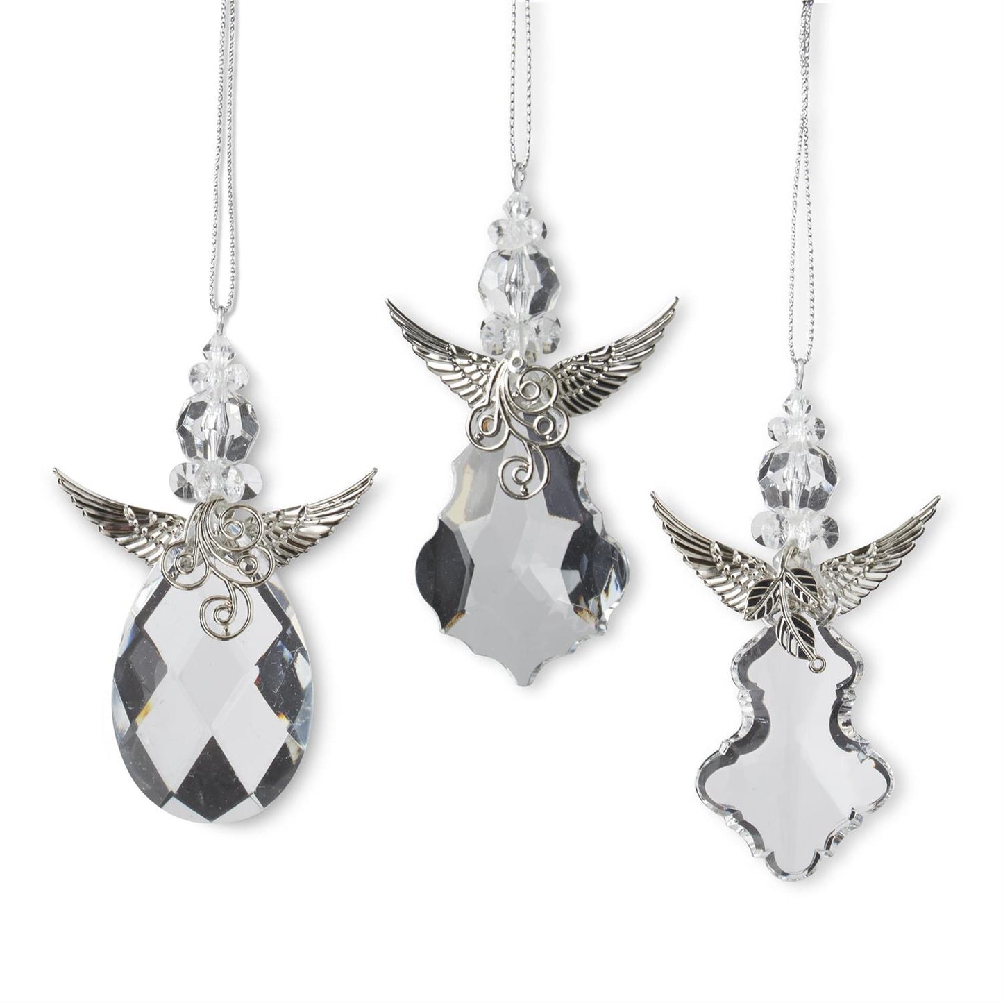 4" Angel Ornaments with Metal Wings – Elegant Christmas Tree Decorations