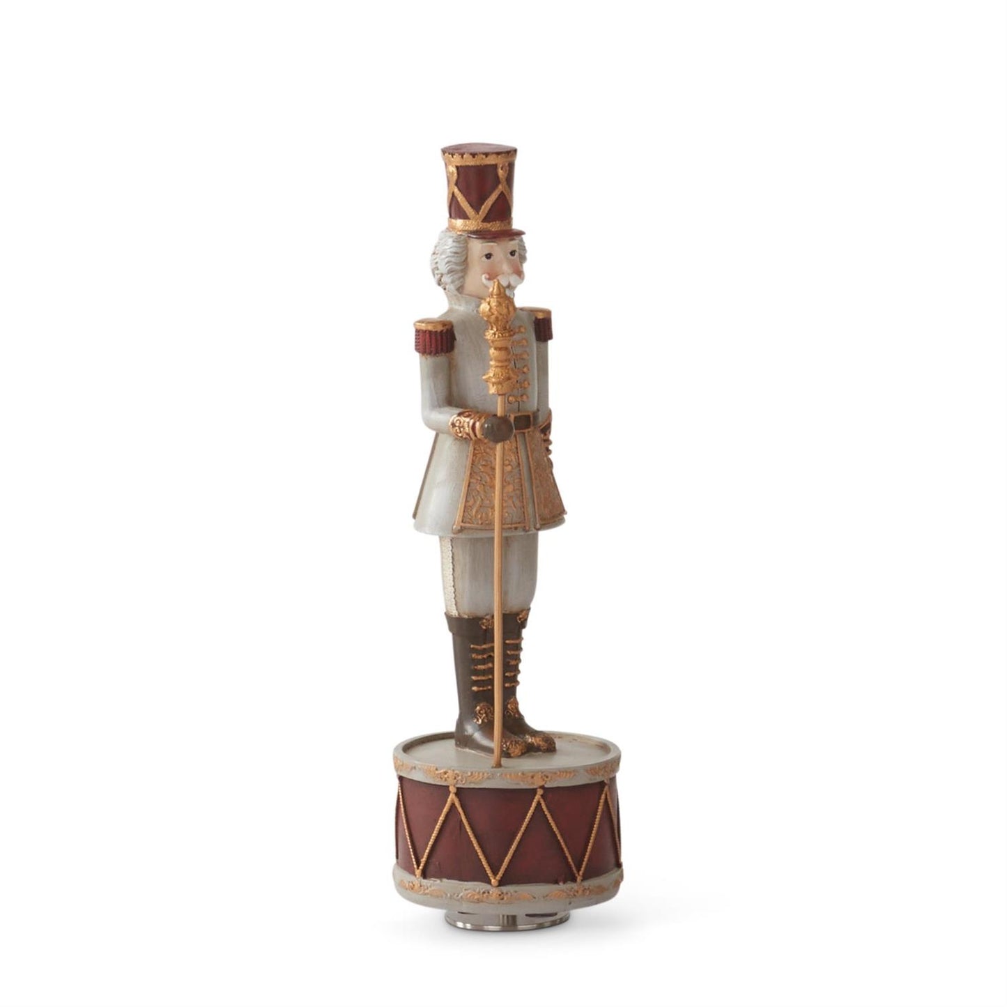 10.75" Spinning Nutcracker with Gold Staff – Musical Christmas Music Box Figurine