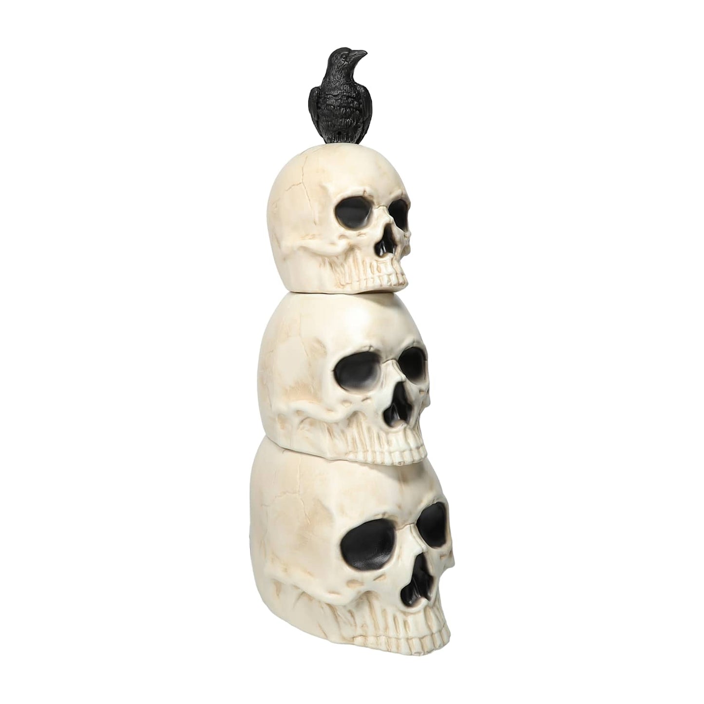 Stacked Skull Tower with Raven – 24″ Halloween Decoration