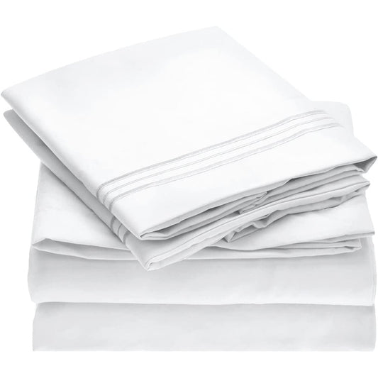 Queen 4-Piece Deep Pocket Bed Set – 100% Double Brushed Microfiber Luxury Bedding