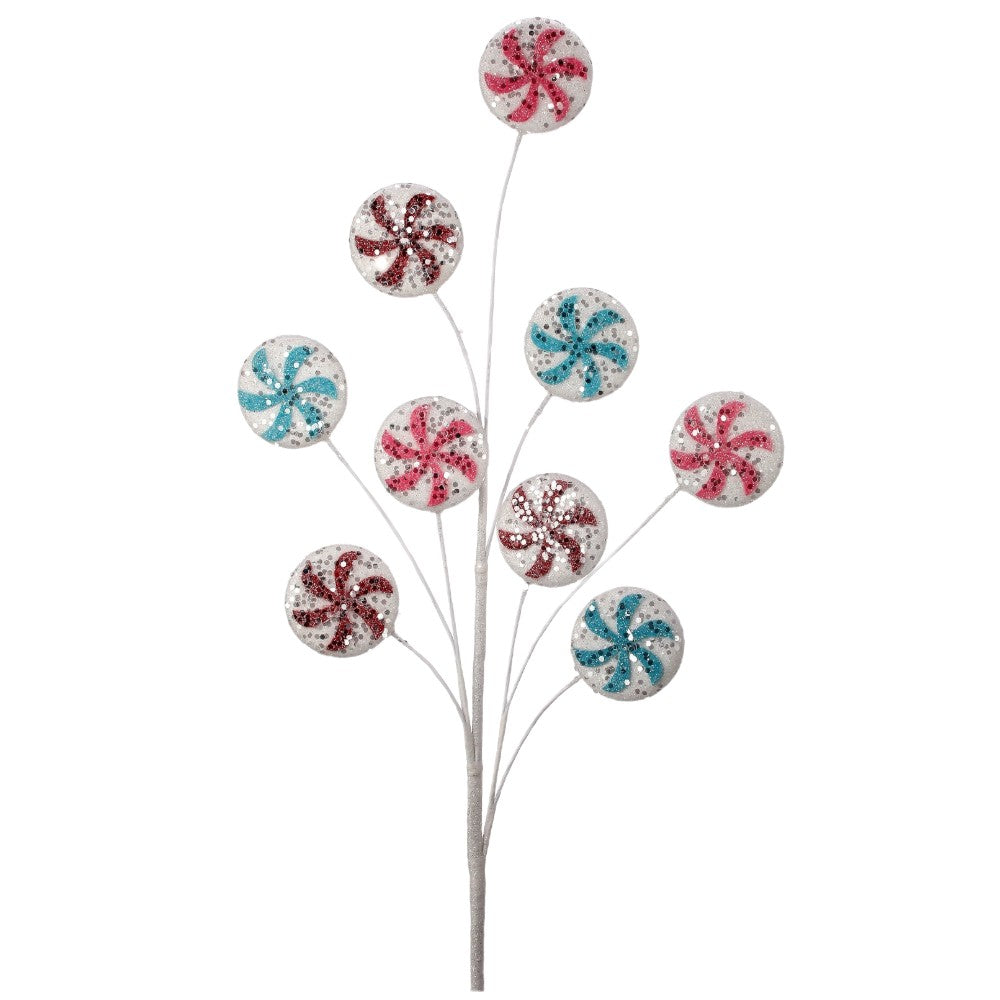 27" Pastel and Peppermint Candy Disk Spray  Whimsical Christmas Decoration