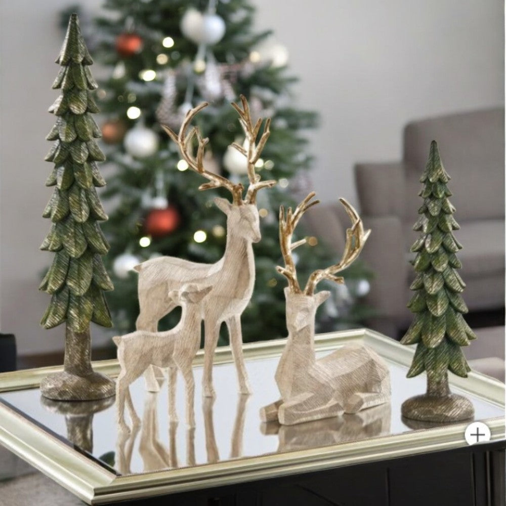 Holiday Deer Family with Trees, Set of 5