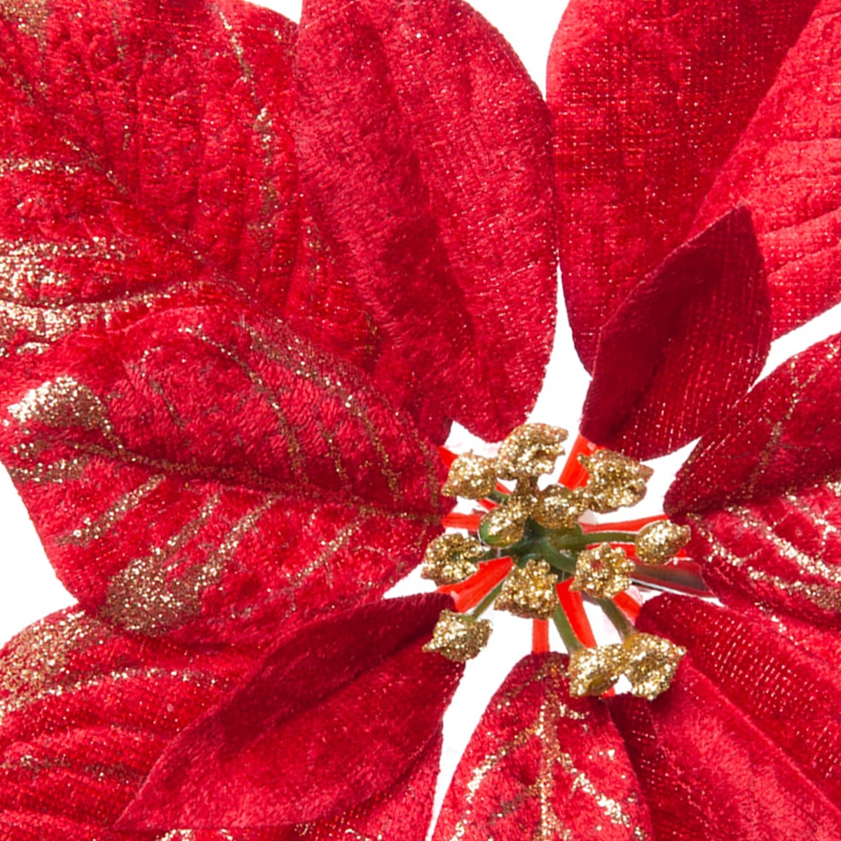9″  Red & Gold Poinsettia Clip Ornament
