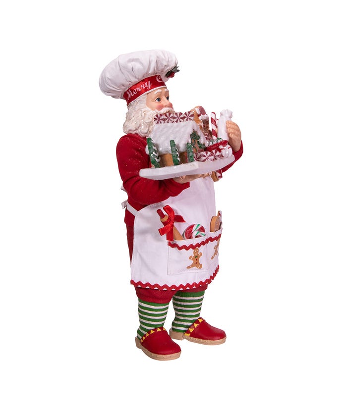 10.5" Fabriché Gingerbread Chef Santa – Festive Christmas Decoration