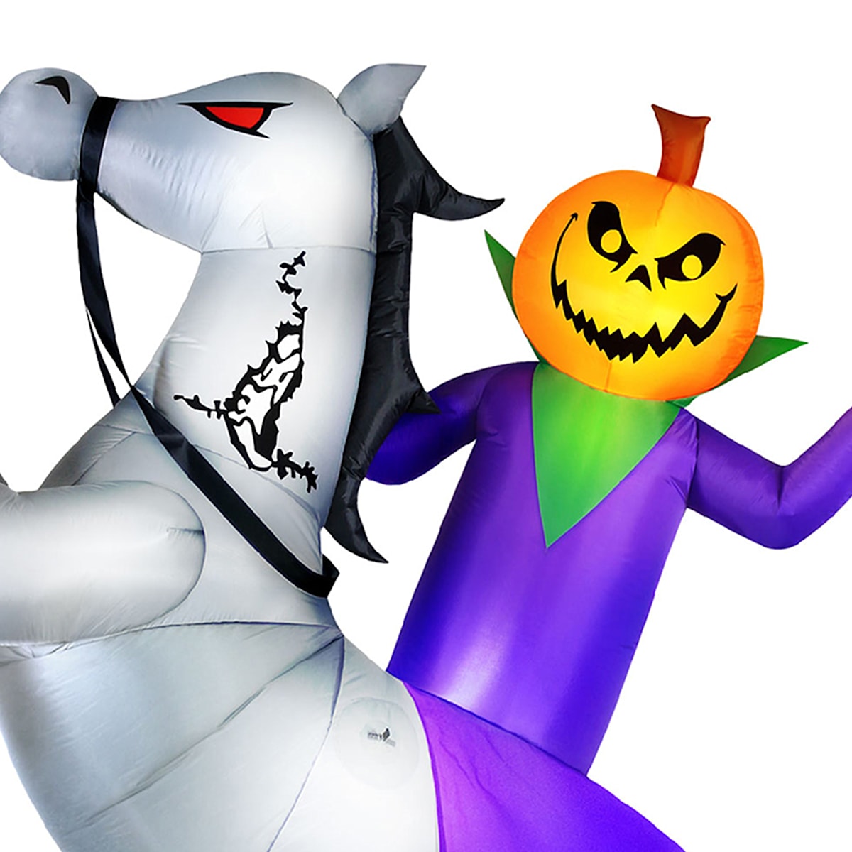 9' Animated Jack-O-Lantern Grim Reaper on Horse Inflatable Outdoor Halloween Decoration