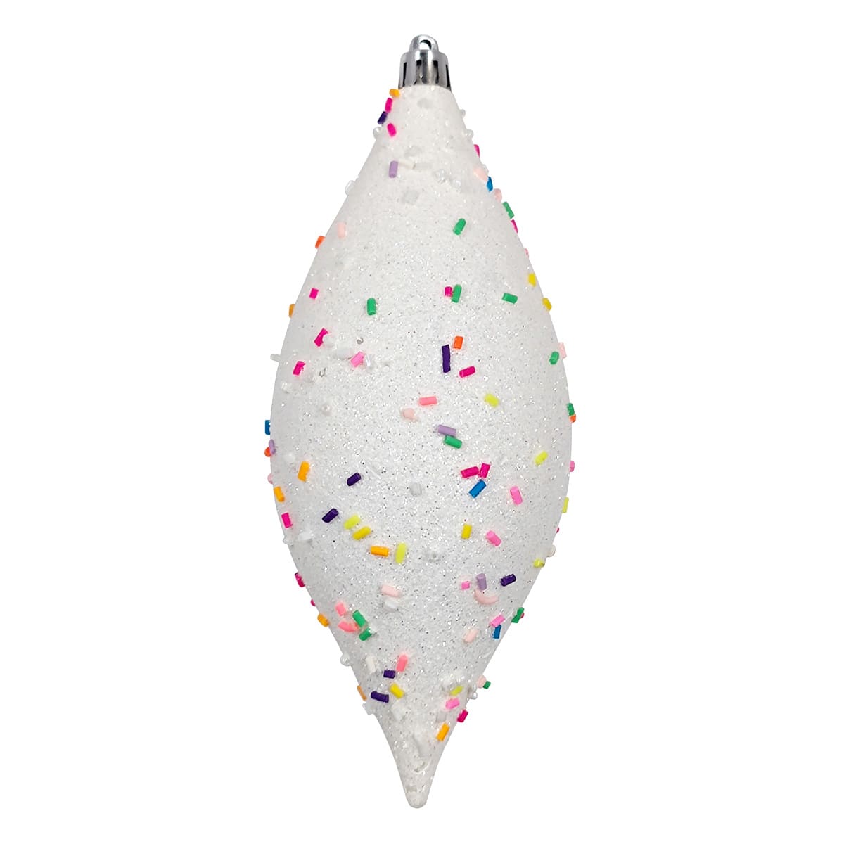 11" White Sprinkled Finial Christmas Ornaments - Set of 4