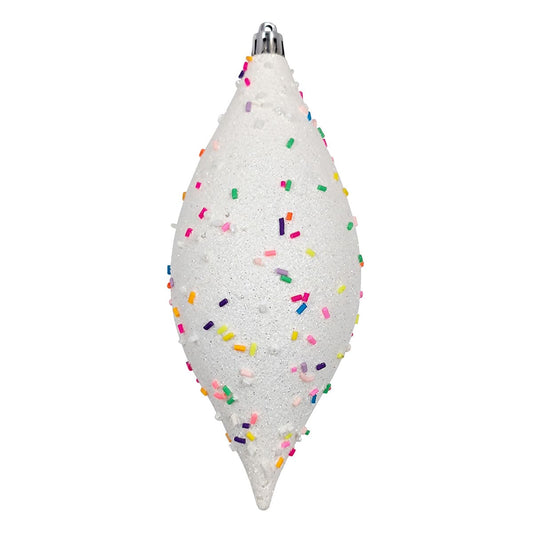 11" White Sprinkled Finial Christmas Ornaments - Set of 4