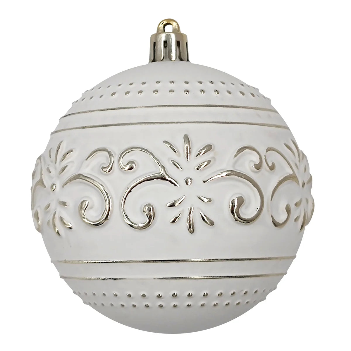 3" Shiny Gold & White Shatterproof Ball Ornaments, Set of 6