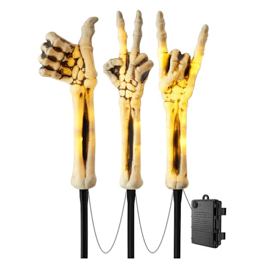 Spooky Skeleton Hands LED Path Markers – 65″ Long Set of 3