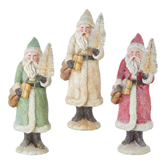Glittered Santa Figurine, Assortment of 3