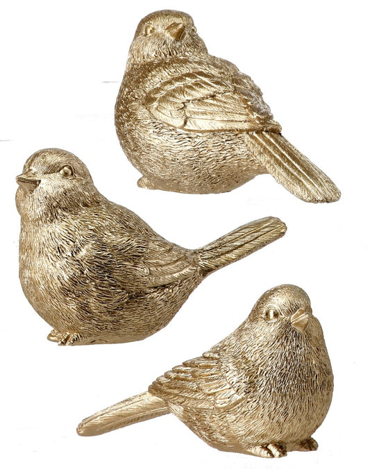 RESIN METALLIC SITTING BIRD 4" 3AS
