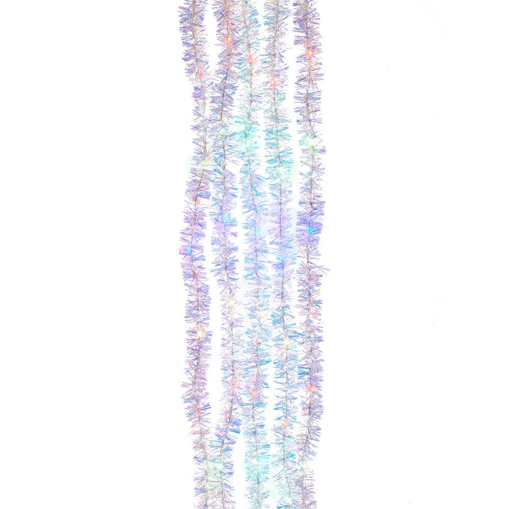 100-Light Silver Iridescent Tinsel Cascade Light Set – Warm Silver Superbright Christmas Lights"