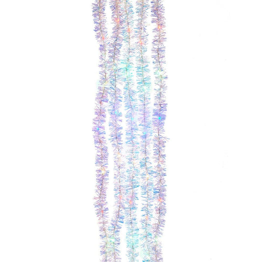 100-Light Silver Iridescent Tinsel Cascade Light Set – Warm Silver Superbright Christmas Lights"
