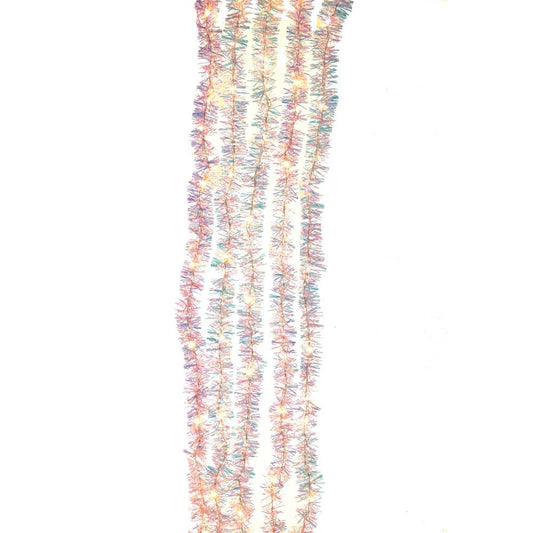 100-Light Silver Iridescent Tinsel Cascade Light Set – Warm White Superbright Christmas Lights